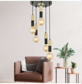 Resim Miranda 5Li Sarkıt Eskitme Sarkıt Modern Genç Odası Mutfak Salon Sarkıt Avize 