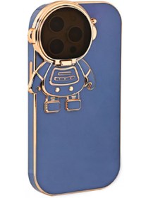 Resim İphone 13 Pro Astronot Kamera Cam Korumalı Telefon Kılıfı Lacivert 