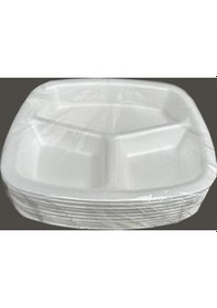 Resim Dağyüce Tek Kullanımlık Köpük 3 Bölmeli Tabldot Köpük Tabak - 23.5x25 Cm. - 10 Adetlik 10 Paket 