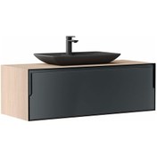 Resim Orka Craft 100 Cm Meşe-Antrasit Banyo Dolabı Alt Modül Ve Lavabo Antrasit 
