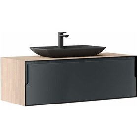 Resim Orka Craft 100 Cm Meşe-Antrasit Banyo Dolabı Alt Modül Ve Lavabo Antrasit 
