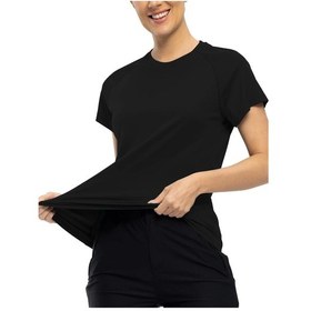 Resim Snapbuy Kadın Hızlı Kuruyan Kısa Kollu Spor Tişört - Egzersiz Ve Spor Salonu İçin Nem Emiciblack Black 