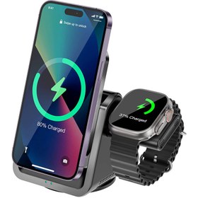 Resim Wiwu Wi-W018 Coolpad Serisi Telefon ve Akıllı Saat İçin 15W 3in1 Kablosuz Şarj Standı - Siyah 