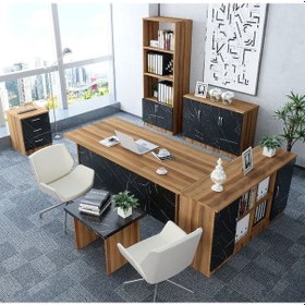 Resim Naomi 6'lı Ofis Takımı Model 2 Ceviz Siyah 