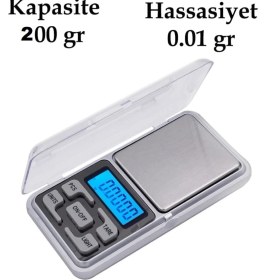 Resim Pazariz Dijital Hassas Elektronik Kuyumcu Cep Terazisi Tartı 200 gr / 0.01 gr 