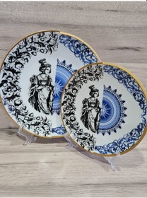 Resim River World 12 Parça 6 Kişilik Porselen Pasta Ve Servis Tabağı Seti Art Serisi Çok Renkli 