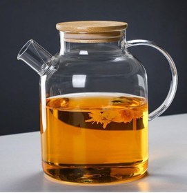 Resim Leylart 1500 Ml Borosilikat Cam Demlik & Sürahi Bambu Kapaklı 