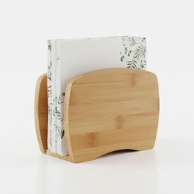 Resim Deconox Bambu Peçetelik - Doğal Ahşap Modern Peçete Tutucu | Masaüstü Dik Servis Peçeteliği | Çevre Dostu Mutfak ve Yemek Odası Aksesuarı (15x12x5.3 cm) 