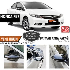 Resim ŞüsCarOto Aksesuar Honda Civic Fb7 2012-2016 Batman Yarasa Ayna Kapağı Piano Black Abs Plastik 
