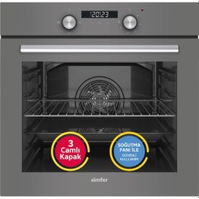 Resim Simfer 8225 + 3970 4 Fonkisyon Trend Dijital Gri Power Turbo Elektrikli 2'li Ankastre Set 