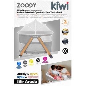 Resim Kiwi Zoody Park Yatak Ve Oyun Parkı Bebek Beşiği, Anne Yanı Beşik, Park Beşik, Sallanan Beşik -siyah Renk 