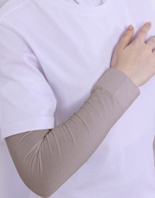 Resim Loggia Likralı Penye Kolluk Vizon - Pratik Kadın Tesettür Düz Namaz Kolluğu 1 Çift 40cm Viskon Hijab 