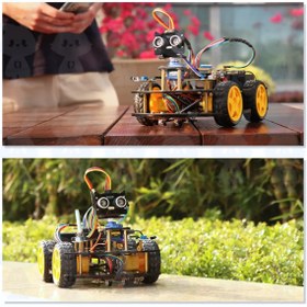 Resim RoboThink Arduino Temelli 4 Teker Robot Araba Kodlama Seti 4wd-wifi (KUTULU VE YAPAY ZEKA DESTEKLİ) 