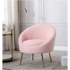 Resim S Home Design Concept Lucca Elips Berjer Gold Ayak Teddy, Pembe 