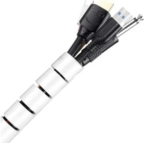 Resim 1 mt x 22 mm Spiral Boru Kablo Kanalı Kablo Fiş Düzenleyici Toplayıcı Kordon Kablo Tutucu Beyaz (1 Adet) 