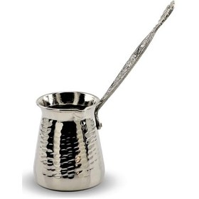 Resim Nikel Kaplama Kalın Dövme Bakır Cezve 4 Fincanlık 