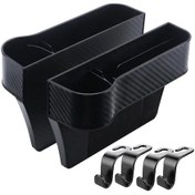 Resim Xuweiwei Siyah 2'li Araç Kolçak Saklama Kutusu + 4 Askılı Oturma Boşluğu Organizere 