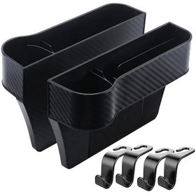 Resim Xuweiwei Siyah 2'li Araç Kolçak Saklama Kutusu + 4 Askılı Oturma Boşluğu Organizere 