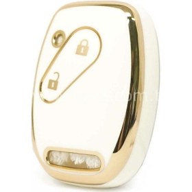 Resim Lüx Honda Civic Fd6 Crv Accord 2 Buton Sustasız Nano Anahtar Kılıfı Beyaz Gold Renk 