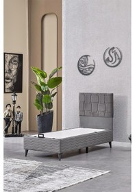 Resim Evdemo Vizyon Tek Kişilik Baza Başlık Set Gri 90 190 90 x 190 