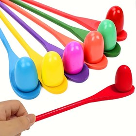 Resim 12 parça ahşap yumurta kaşığı seti - Aile buluşmaları, takım oluşturma ve diğer eğlenceler için uygun dengeli kaşıklar, şarj gerektirmez, kablosuz 
