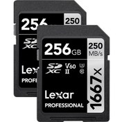 Resim Lexar 256GB Professional 1667x SDXC 250MB/sn V60 Hafıza Kartı (2'li Paket) 