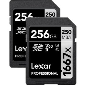 Resim Lexar 256GB Professional 1667x SDXC 250MB/sn V60 Hafıza Kartı (2'li Paket) 