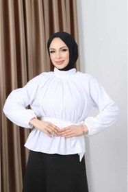 Resim CNG MODA Tesettür Kuşaklı Gömlek 