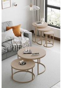 Resim Faymend Platoon 2li Orta Sehpa & Zigon Sehpa Seti 'capicino' Takım 3+2 Cappucino 2 