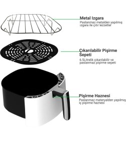 Resim Wiami Fritöz Wiami Air Fryer 5 Lt Beyaz Akıllı 545ESERI 