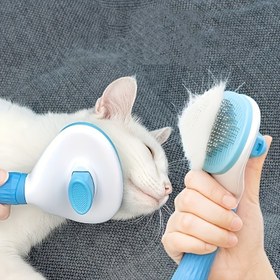 Resim 1 Adet Kedi Fırçası, Tüyleri Temizlemek İçin, Köpekler İçin Tek Tuşla Evcil Hayvan Tüy Temizleyici. 