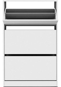 Resim Flat Duo 3 Katlı Geniş Ayakkabılık Dolabı - Beyaz 