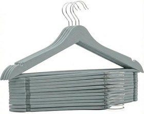 Resim Orret Home 6 Adet Ahşap Görünümlü 360° Döner Plastik Elbise Askısı | Esnek ve Dayanıklı Mont Kaban Askısı | Ağır Hizmet Tipi Gardrop İçi Kıyafet Askısı (6, Gri) 