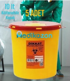 Resim Medikazon Tıbbi Atık Kovası 10 Lt X5 Adet (sert Plastik) 