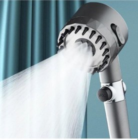 Resim Kafa Masajlı 3 Fonksiyonlu Yüksek Basınçlı Aç Kapa Su Tasarruflu Musluk Başlığı Gri 