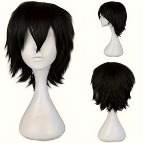 Resim Anime ve Manga Karakterleri İçin Şık Kısa, Düz Saç - Halloween, Partiler ve Cosplay Etkinlikleri İçin Mükemmel, Cosplay Saç Parçası | Anime Saç Stili | Yüksek Kaliteli Fiber Saç, Anime Saç Parçası 