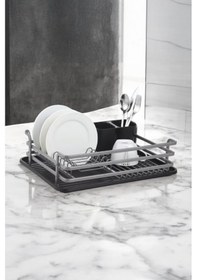 Resim Paslanmaz Alüminyum Tek Katlı Füme Bulaşıklık Modern Tabaklık Siyah 