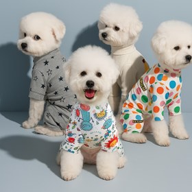 Resim Küçük ırklar için çiçek desenli kazak köpek kazak - Polyester Örgü Kumaş, Sonbahar ve İlkbahar Giyim 