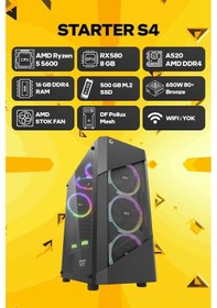 Resim Game Garaj Starter S4 R5 5600 16 GB 500 GB SSD RX580 8 GB Free Dos Masaüstü Oyuncu Bilgisayarı 