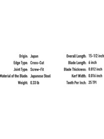 Resim SUIZAN DOZUKİ DOVETAİL JAPON TESTERESİ 15 CM" 