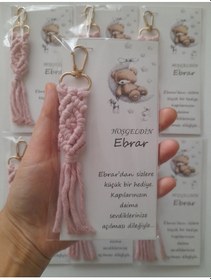 Resim 50 Adet Pembe Makrome Anahtarlık Bebek Mevlüt Şekeri Diş Buğdayı Açık Pembe 
