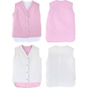 Resim Müslin Bebek Yelek Organik 0-12 Ay Pembe 