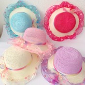 Resim 1/2 Bal Kız Yaz Sun Şapkası - Pastel Çiçek Tasarımı, Hafif Polyester, Non-Textile Malzeme, Açık Hava Aktiviteleri ve Günlük Giyim için İdeal, Açık Hava Aksesuarları|Oyunca Aksesuarı|Dayanıklı Başlık 