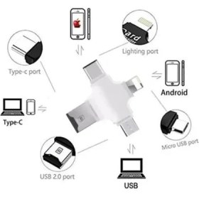 Resim iPhone iPad Android Uyumlu Otg - Micro Otg - Type C Otg 3 In1 Kart Okuyucu Reader - Beyaz 