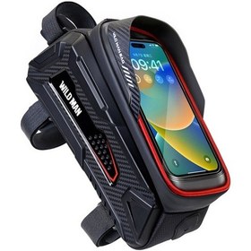 Resim Sones Wıld Man M30 1l Sert Kabuk Dağ Bisikleti Ön Kiriş Çantası Tpu Dokunmatik Ekran Bisiklet Ekipman Çantası Siyah Kırmızı Kırmızı - Siyah 