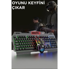Resim Torima TMK-06 Oyun Klavye Ve Mouse Seti Kablolu RGB Işıklı Siyah Ergonomik Tasarım 