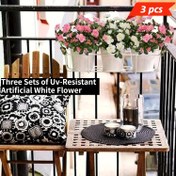 Resim UV Dayanıklı Yapay Beyaz Çiçek Bitkileri - Pembe ve Yeşil Vurgulu Gerçekçi Sahte Kamelyalar, Dış Mekan İlkbahar & Yaz Dekoru için Mükemmel, Düğünler, Ev, Ofis, Bahçe, Veranda veya Balkon İçin, Gerçekçi Çiçek Sergisi | İç ve Dış Kullanım, Yapay Dış Mekan Çiçekler 