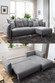 Resim Eymense Puffy Sandıklı Köşe Koltuk Gri Sağ Köşe 