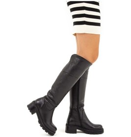 Resim Tamer Tanca Kadın Hakiki Deri Siyah Floter Casual Çizme 33 38503 C Bn Czm Sk 22/23 Sıyah Floter Siyah 