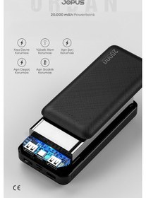 Resim Jopus 20000mah Powerbank - Led Işık Göstergeli - Taşınabilir Şarj Cihazı Siyah 